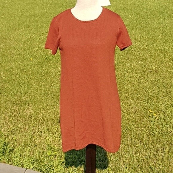 NEW Tobi Tunic Sweater Women’s Small Rust Orange A- line Short Sleeve Knit NWT - Picture 8 of 9